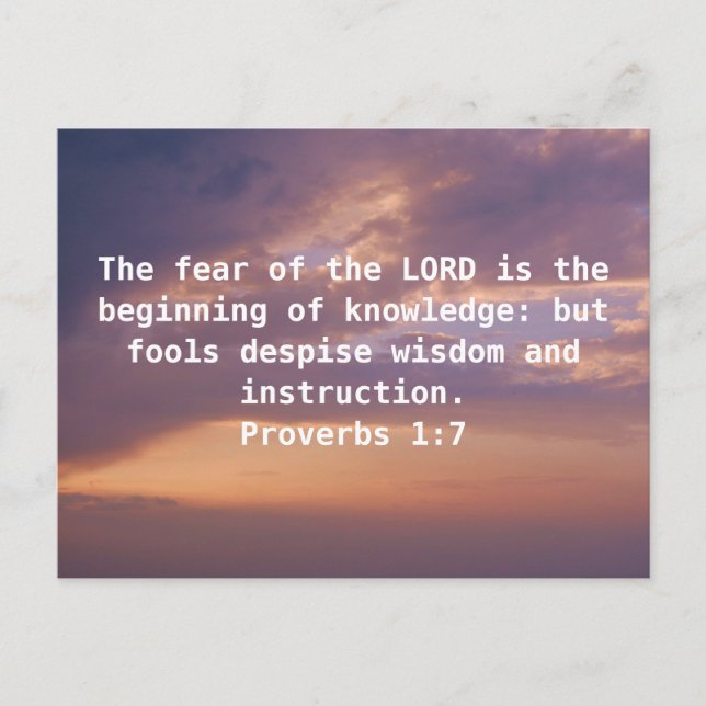 Bible Verses Wisdom Quote Saying Proverbs 1:7 Postcard (Front)