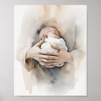 Bible Watercolor - Newborn Gift, Christian Baby Ar Poster