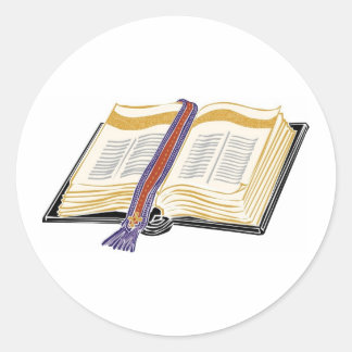 Bible with Woven Bookmark Classic Round Sticker