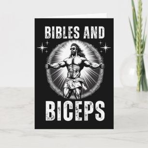 Bibles And Biceps Bodybuilding Jesus Fitness Funny Card