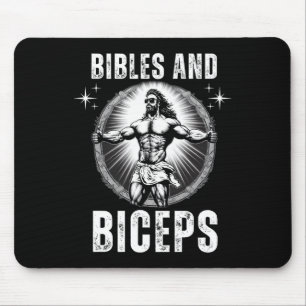 Bibles And Biceps Bodybuilding Jesus Fitness Funny Mouse Pad