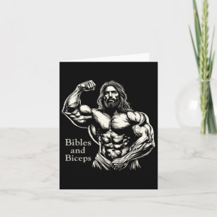 Bibles And Biceps - Funny Bodybuilding Jesus Gym W Card