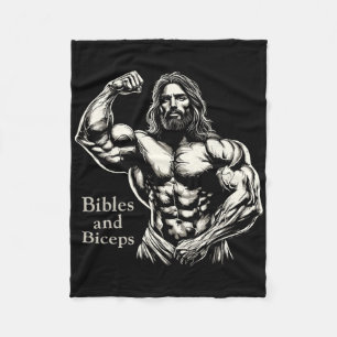 Bibles And Biceps - Funny Bodybuilding Jesus Gym W Fleece Blanket