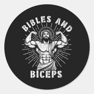 Bibles And Biceps Funny Christian Weightlifting Wo Classic Round Sticker