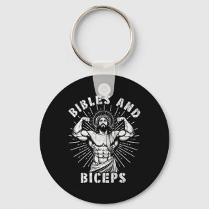 Bibles And Biceps Funny Christian Weightlifting Wo Key Ring
