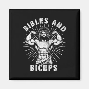 Bibles And Biceps Funny Christian Weightlifting Wo Magnet