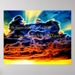 Biblical Electrified Cumulus Clouds Skyscape Poster