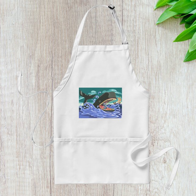 Biblical Jonah and the Whale Ocean Scene Standard Apron (Creator Uploaded)