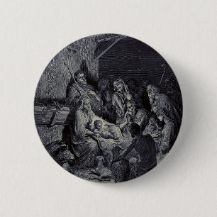 Biblical nativity scene 6 cm round badge