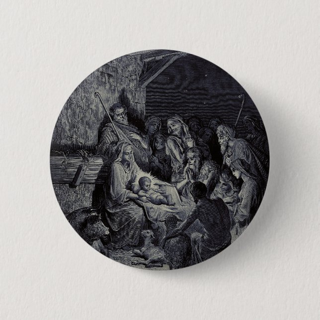 Biblical nativity scene 6 cm round badge (Front)