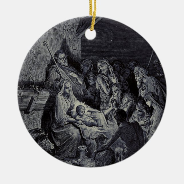 Biblical nativity scene ceramic ornament (Front)