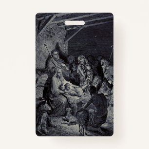 Biblical nativity scene ID badge