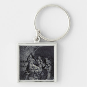 Biblical nativity scene key ring