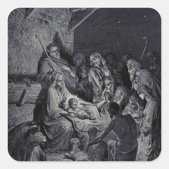 Biblical nativity scene square sticker (Front)