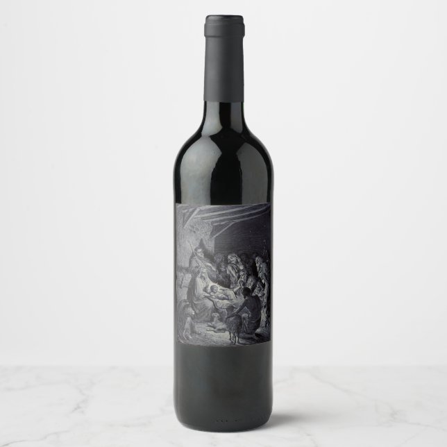 Biblical nativity scene wine label (Front)