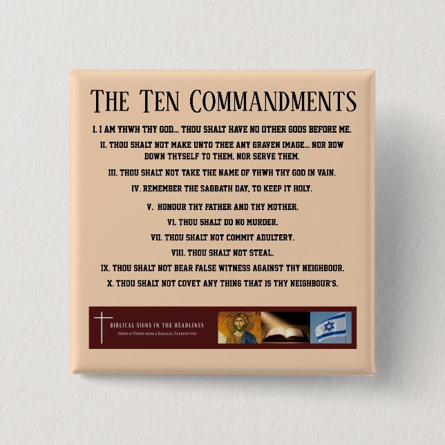 Biblical Signs ITH "Ten Commandments" Button (Front)