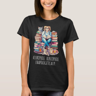 Bibliophile Ailurophile Unapologetically distracte T-Shirt