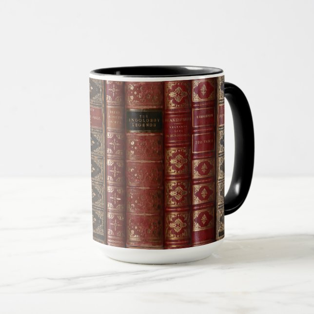 Bibliophile (Old Book Spines) Mug (Front Right)