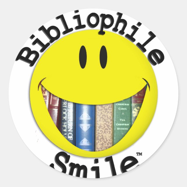 Bibliophile Smile Classic Round Sticker (Front)