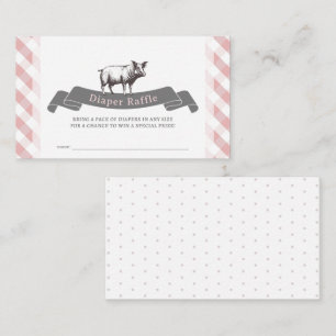 Bibs & Ribs Pink Gingham Diaper Raffle Ticket Enclosure Card