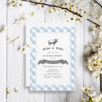 Bibs & Ribs Rustic Blue Gingham Co-Ed Baby Shower