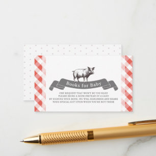 Bibs & Ribs Rustic Red Gingham Books for Baby Enclosure Card