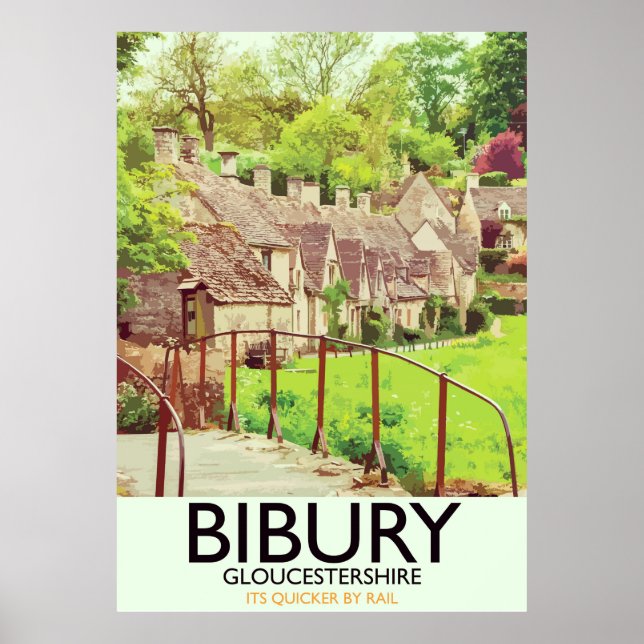 Bibury Gloucestershire vintage travel poster (Front)