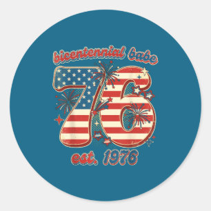 Bicentennial babe 50th birthday women vintage 1976 classic round sticker