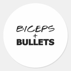 Biceps And Bullets Workout Fitness Bodybuilding Gi Classic Round Sticker