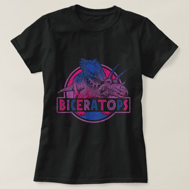 Biceratops Bisexual Dinosaur LGBT Pride  T-Shirt (Design Front)