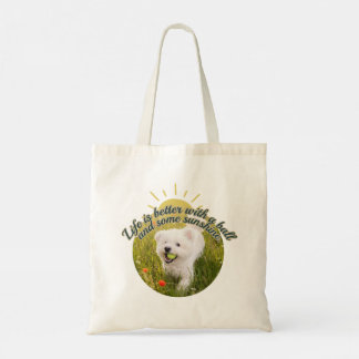 Bichon & Ball Dandelion Days Tote Bag