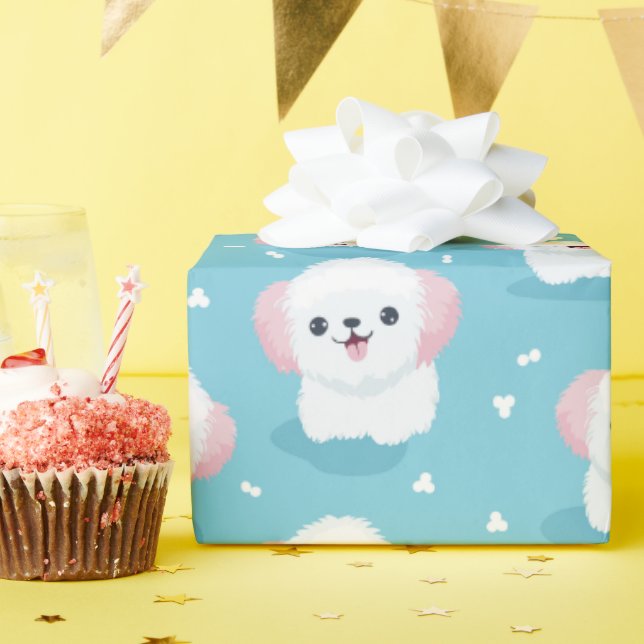 Bichon Bliss Wrapping Paper (Birthday Party)