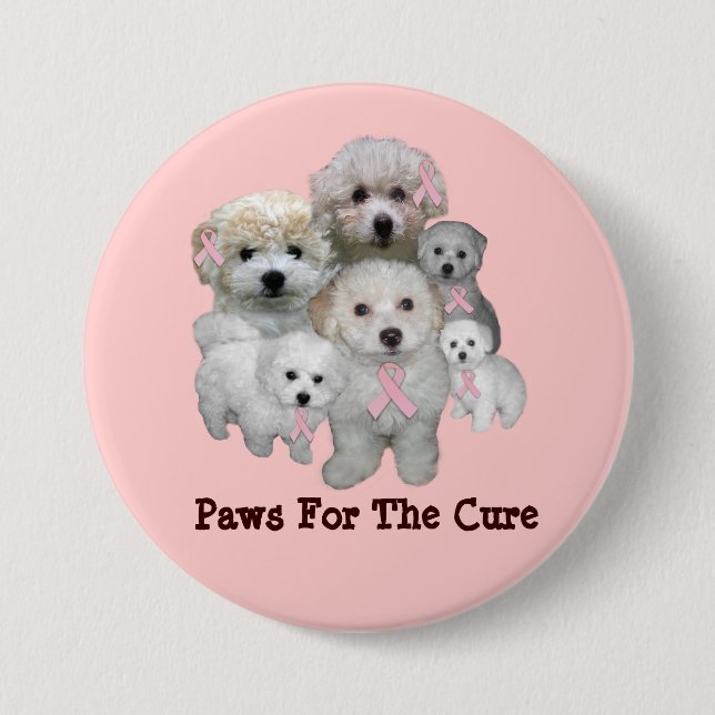 Bichon Breast Cancer Button (Front)