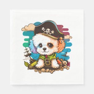 Bichon Dog Pirate Napkin