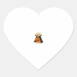 Bichon Fris� Halloween Vampire Pup with Pumpkin Ba Heart Sticker