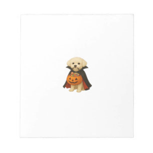 Bichon Fris� Halloween Vampire Pup with Pumpkin Ba Notepad