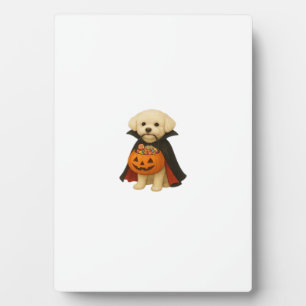 Bichon Fris� Halloween Vampire Pup with Pumpkin Ba Plaque