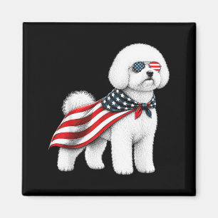 Bichon Frise 4th Of July Aamerican Flag Dog Magnet