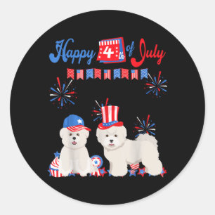 Bichon Frise 4th Of July Classic Round Sticker