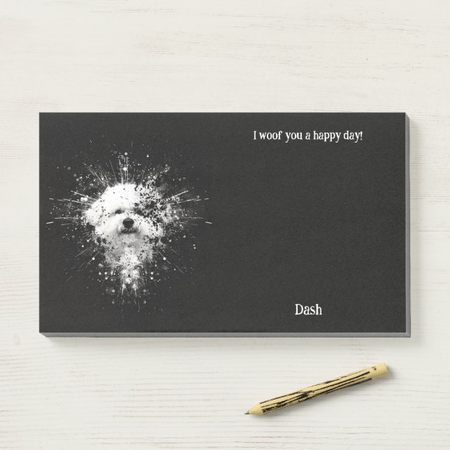 Bichon Frise Abstract Art Dog Name  Post-it Notes (On Desk)