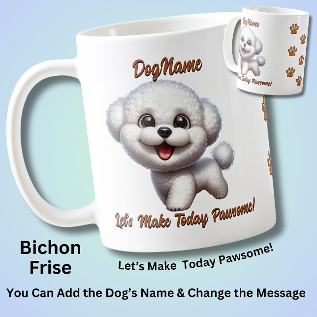Bichon Frise,  Add Dog's Name, Change Text Coffee Mug (Creator Uploaded)