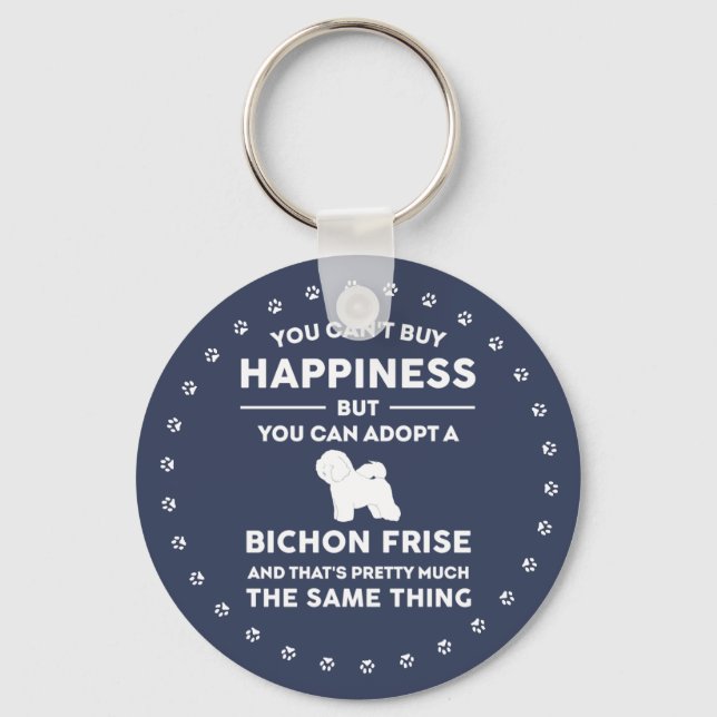 Bichon Frise Adoption Happiness Key Ring (Front)