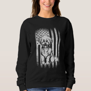 Bichon Frise American Flag Dog Dad Dog Mum Sweatshirt
