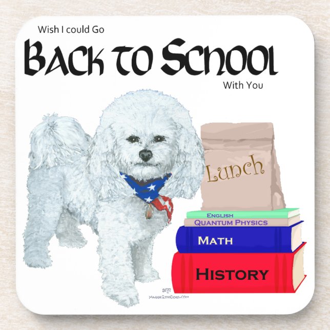 Bichon Frise Back to School Coaster (Front)