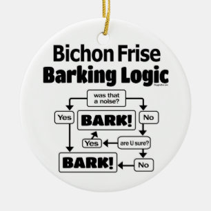 Bichon Frise Barking Logic Ceramic Ornament