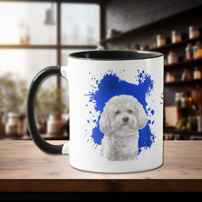 Bichon Frise Blue Abstract Background  Mug (Creator Uploaded)