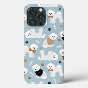 Bichon Frise Bones and Paws Blue iPhone 13 Pro Case