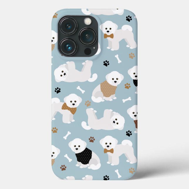 Bichon Frise Bones and Paws Blue Case-Mate iPhone Case (Back)