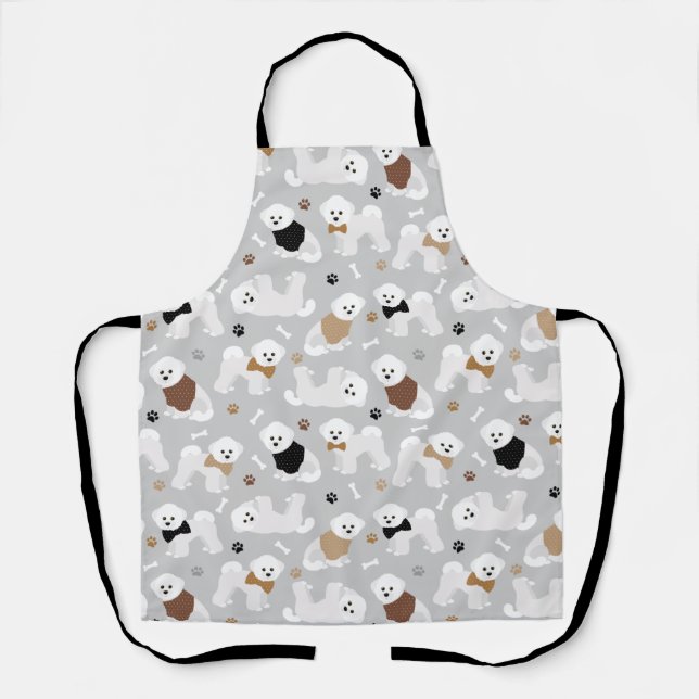 Bichon Frise Bones and Paws Grey Apron (Front)