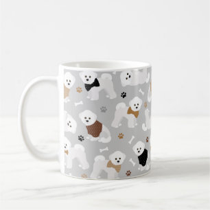 Bichon Frise Bones and Paws Grey Coffee Mug